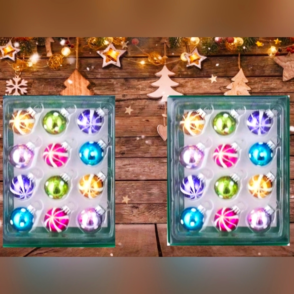 Kurt Adler Mini Glass Ornaments, 2 boxes